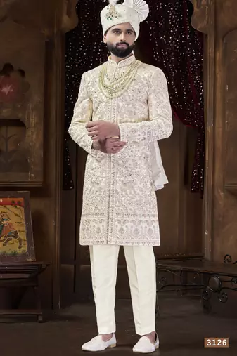 Off white sherwani for men | men's wedding wear