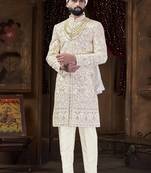 Off white sherwani for men | men's wedding wear