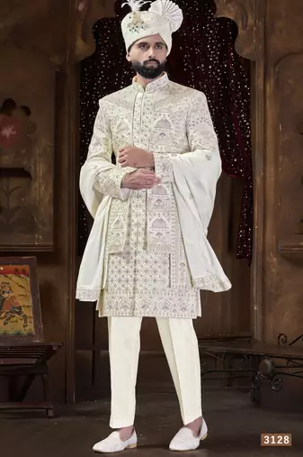 Off white sherwani for men | men's wedding wear