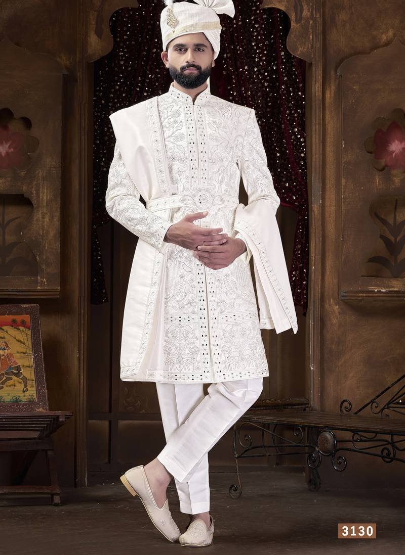 White sherwani for men | men's wedding wear