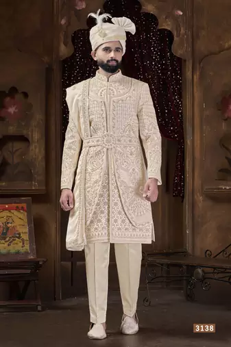 Beige sherwani for men | men's wedding wear