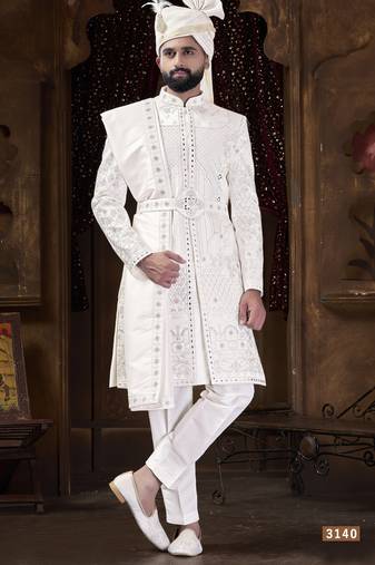 Off white sherwani for men | men's wedding wear