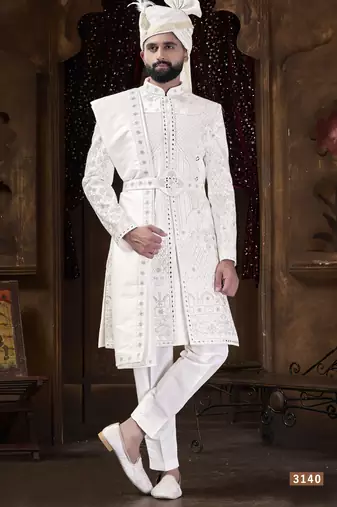 Off white sherwani for men | men's wedding wear
