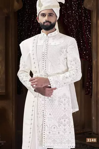 Off white sherwani for men | men's wedding wear