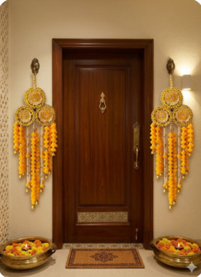 handcrafted genda florel pearl door hanging latkan decorative wall hanging for home decor (pack of 2) 2