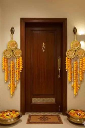 handcrafted genda florel pearl door hanging latkan decorative wall hanging for home decor (pack of 2)