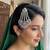 Handmade Silver Cubic Zirconia Passa with Ruby Accents – Traditional Mughal Jhumar Headpiece