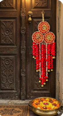 handmade hanging home decorative wall hangingdiwali festival pooja room home decor (pack of 2) 1
