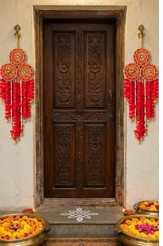 handmade hanging home decorative wall hangingdiwali festival pooja room home decor (pack of 2)