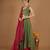 Olive green chanderi layered skirt set with hot pink katan silk dupatta