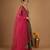 Olive green chanderi layered skirt set with hot pink katan silk dupatta