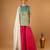 Aqua short kurta with hot pink palazzo and embroidered ivory chanderi dupatta