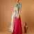 Aqua short kurta with hot pink palazzo and embroidered ivory chanderi dupatta