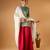 Aqua short kurta with hot pink palazzo and embroidered ivory chanderi dupatta