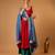 Hot pink corset anarkali with green palazzo & embroidered lace katan silk dupatta