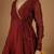 Maroon chanderi wrap anarkali set with zari striped dupatta