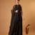 Sleeveless chanderi short kurti and sharara with embroidered katan dupatta in black