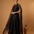 Sleeveless chanderi short kurti and sharara with embroidered katan dupatta in black