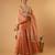 Saffron brown handwoven chanderi kurta sharara set with chanderi zari stripes dupatta