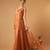 Saffron brown handwoven chanderi kurta sharara set with chanderi zari stripes dupatta