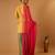 Zigzag zari weave yellow short kurta with green palazzo and hot pink katan silk dupatta