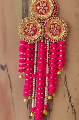 handmade genda florel pearl door hanging latkan decorative wall hanging for home decor (pack of 2)