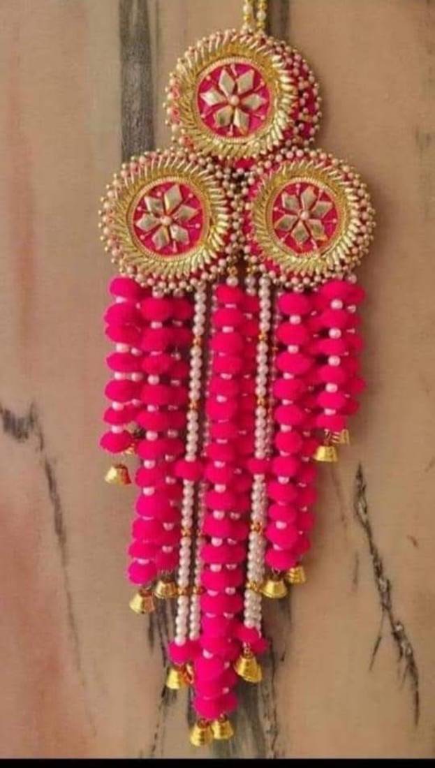 handmade genda florel pearl door hanging latkan decorative wall hanging for home decor (pack of 2)