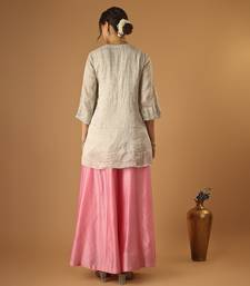 Silver embroidred zari silk wrap kurta with pink sharara & light blue embroidered dupatta