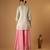Silver embroidred zari silk wrap kurta with pink sharara & light blue embroidered dupatta