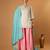 Silver embroidred zari silk wrap kurta with pink sharara & light blue embroidered dupatta