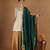 Silver zari kurta & gold zari sharara set with green embroidered dupatta