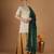 Silver zari kurta & gold zari sharara set with green embroidered dupatta