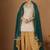 Silver zari kurta & gold zari sharara set with green embroidered dupatta