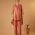 Coral embroidered chanderi kurta set with tissue dupatta