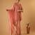 Coral embroidered chanderi kurta set with tissue dupatta