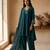 Teal embroidered chanderi kurta set with tissue dupatta