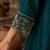 Teal embroidered chanderi kurta set with tissue dupatta