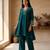 Teal embroidered chanderi kurta set with tissue dupatta