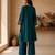 Teal embroidered chanderi kurta set with tissue dupatta