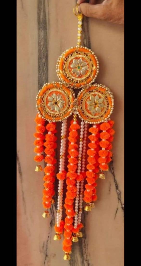 handmade genda florel pearl door hanging decorative wall hanging for home temple wedding festival decor (pack of 2)