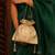 Beige georgette beaded satin potli bag