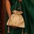 Beige georgette beaded satin potli bag