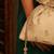 Beige georgette beaded satin potli bag
