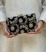 Black silk metallic clutch