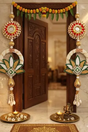 handmade decorative home wall hanging for elegant decor home pooja room and hanging decoration (pack of 2)