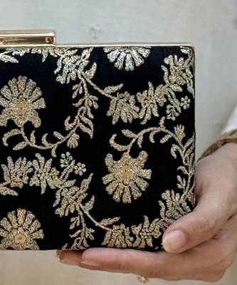 Black silk metallic clutch 4