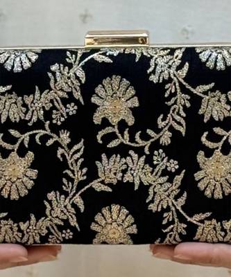 Black silk metallic clutch 5