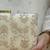 Beige silk metallic clutch