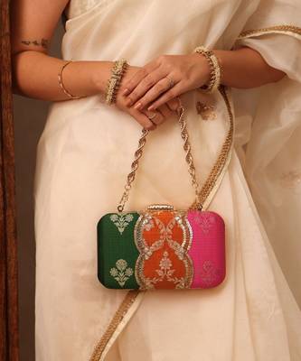 Multicolor satin metallic clutch 1