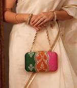 Multicolor satin metallic clutch